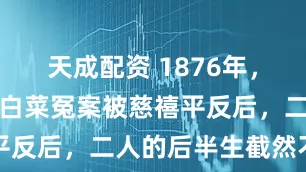 天成配资 1876年，杨乃武与小白菜冤案被慈禧平反后，二人的后半生截然不同